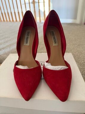 Steve Madden Red Suede Pointed-Toe D'Orsay Pumps